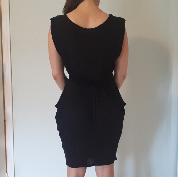 EUC Black Draped H&M Dress - Picture 4 of 4